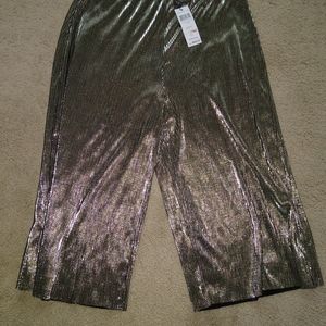 BCBG Shimmer Cocktail Pants Capri Silver.  Measures 15" across waist laying flat